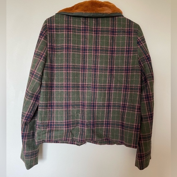 Emory Park Stitch Fix Plaid Jacket with Faux Fur Collar Size Medium - Picture 6 of 6